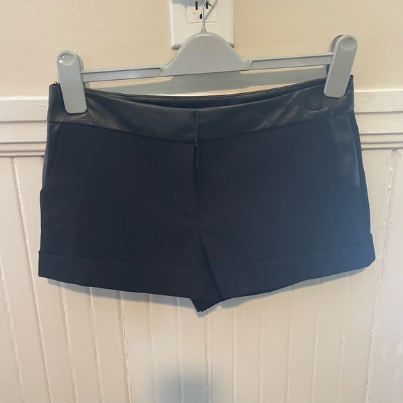 Forever 21 Pants - Forever 21, black shorts, with leather trim. Like new, excellent conditi…
